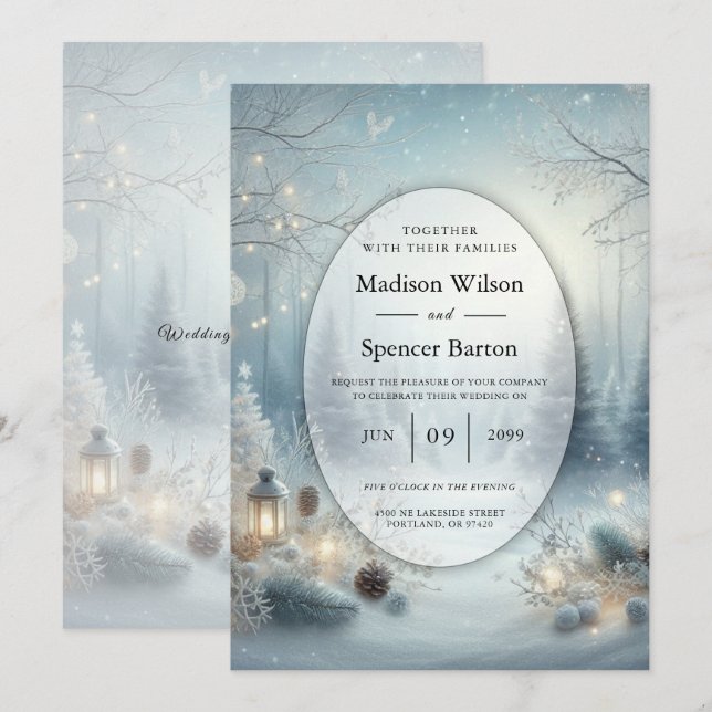 Whispers of a Winter Solstice Wedding Invitation (Front/Back)
