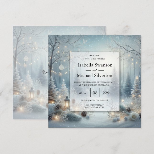 Whispers of a Winter Solstice Wedding Invitation (Front/Back)