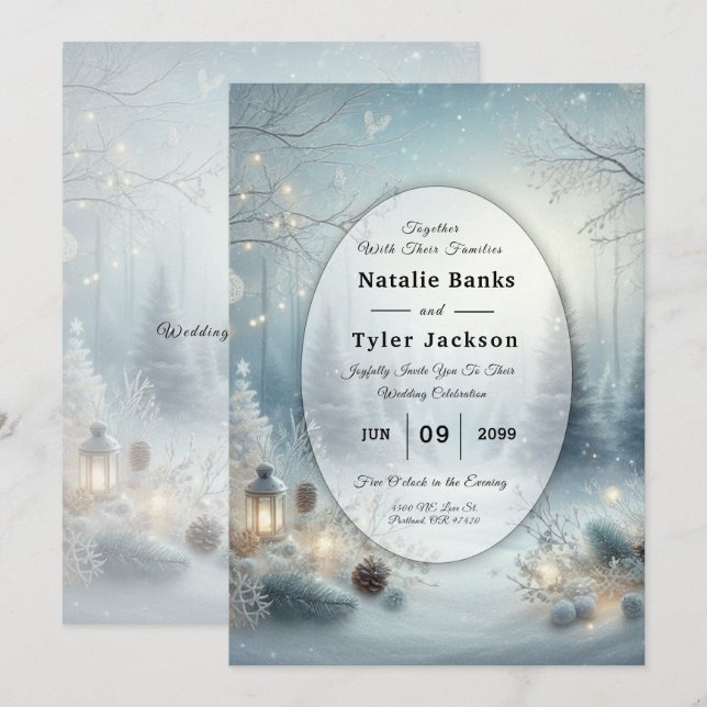 Whispers of a Winter Solstice Wedding Invitation (Front/Back)