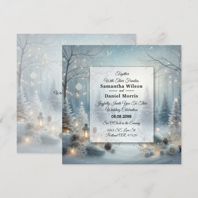 Whispers of a Winter Solstice Wedding Invitation (Front/Back)
