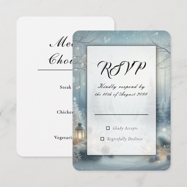 Whispers of a Winter Solstice Wedding RSVP Card (Front/Back)