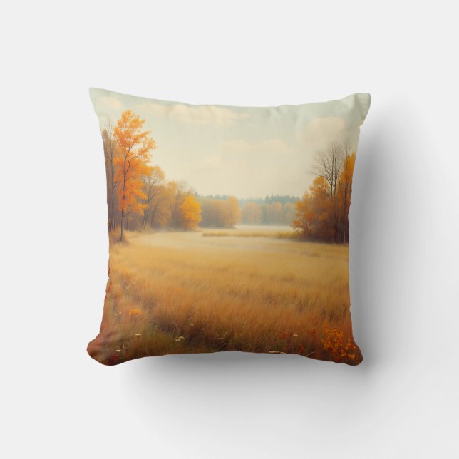 Whispers of Autumn Fields Throw Pillow (Front)