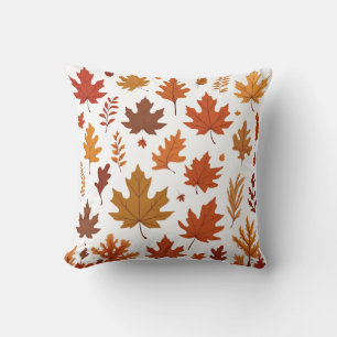 Whispers of Autumn 🍂 Pattern of Autumn Leaves Throw Pillow