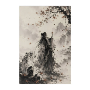 Whispers of Autumn   White Tiger and Wanderer Ink  Acrylic Print