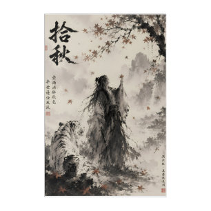 Whispers of Autumn   White Tiger and Wanderer Ink  Acrylic Print
