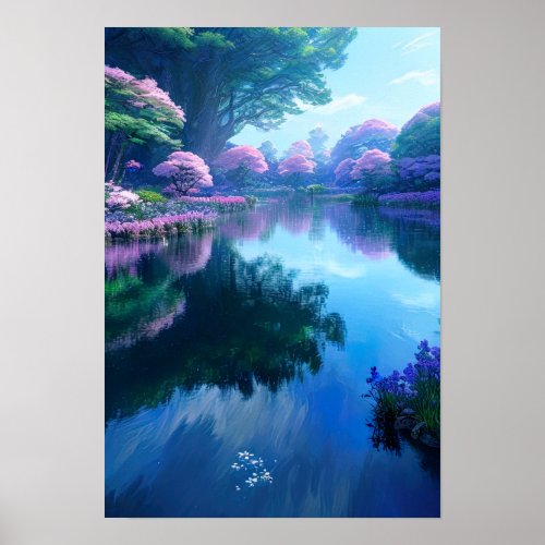 Whispers of Cherry Blossom River Poster