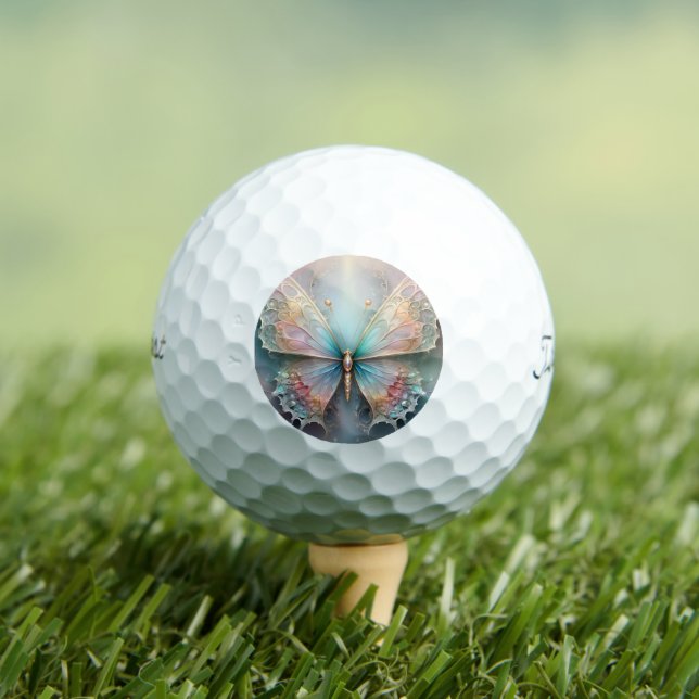 Whispers of Color: Pastel Fractal Butterfly Dream Golf Balls (Insitu Tee)