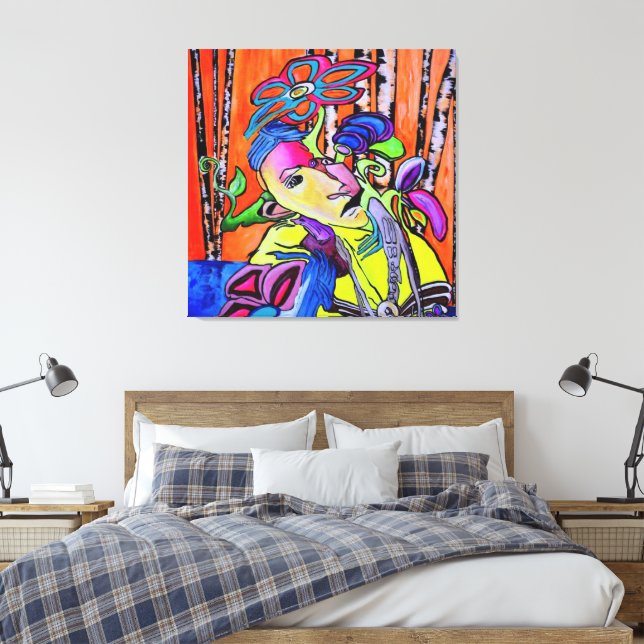 Whispers of Colors – Southwest Cubist Painting Canvas Print (Insitu(Bedroom))