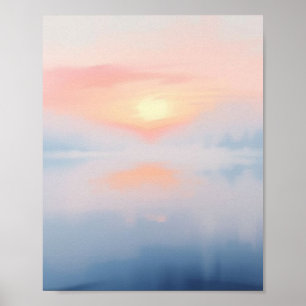 Whispers of Dawn: Pastel Pink and Blue Serenity Poster