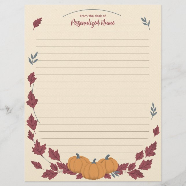 Whispers Of Fall Lined Letterhead (Front)