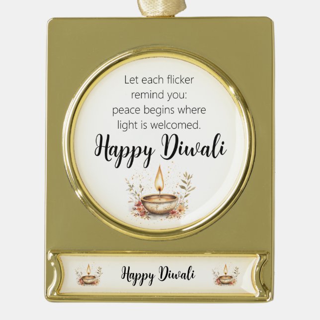 Whispers of Flame, Diwali Gold Plated Banner Ornament (Front)