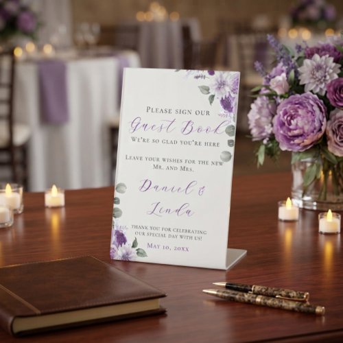 Whispers of Lavender: Elegance in Bloom Guest Book Pedestal Sign