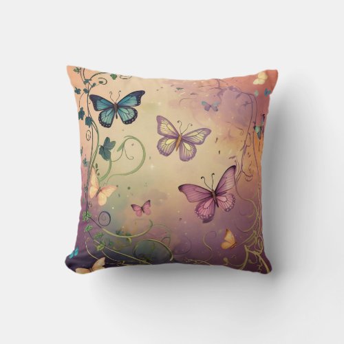 Whispers of Love _ Butterfly Romance Throw Pillow