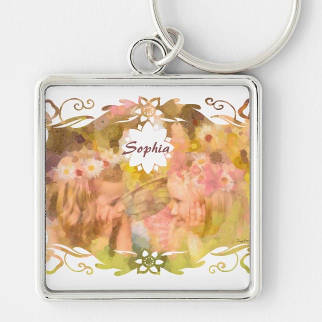 Whispers of Magic: Two Fairy Friends in a Garden Keychain (Front)