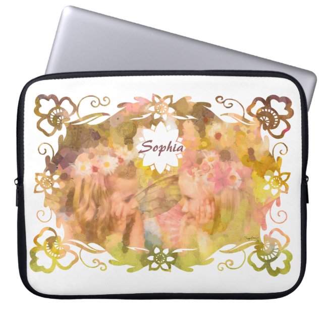 Whispers of Magic: Two Fairy Friends in a Garden Laptop Sleeve (Front)