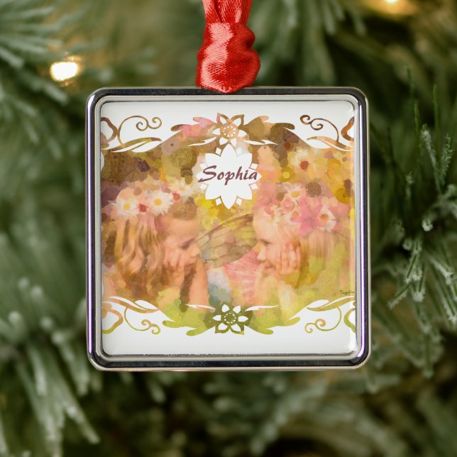 Whispers of Magic: Two Fairy Friends in a Garden Metal Ornament (Tree)