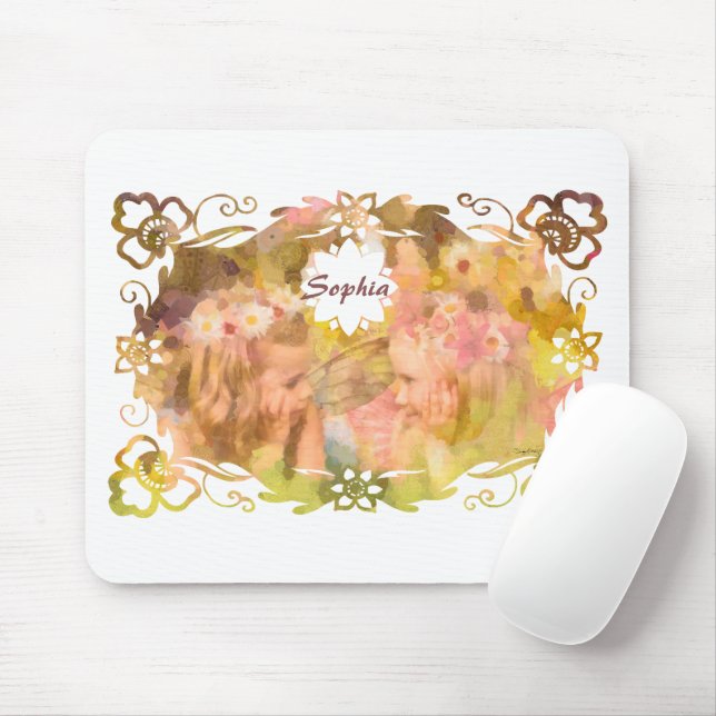 Whispers of Magic: Two Fairy Friends in a Garden Mouse Pad (With Mouse)