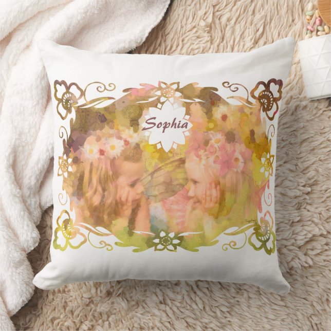 Whispers of Magic: Two Fairy Friends in a Garden Throw Pillow (Blanket)