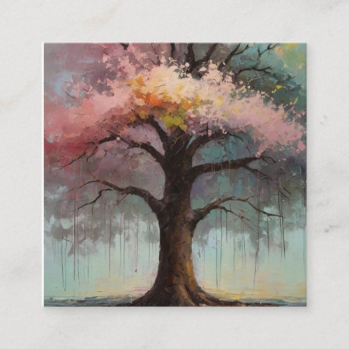 Whispers of Nature Abstract Oil Painting Square Business Card
