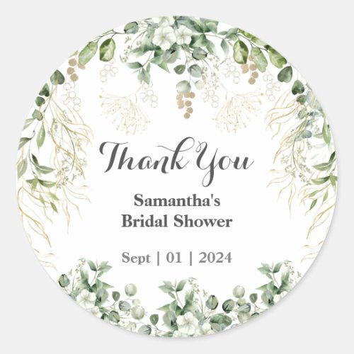 Whispers of Nature Botanical Bliss Bridal Shower Classic Round Sticker