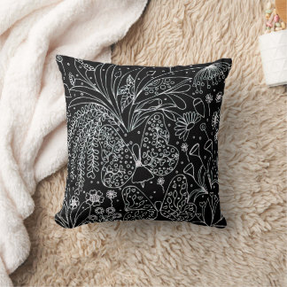 Whispers of Nature Botanical Line Art Square Throw Pillow