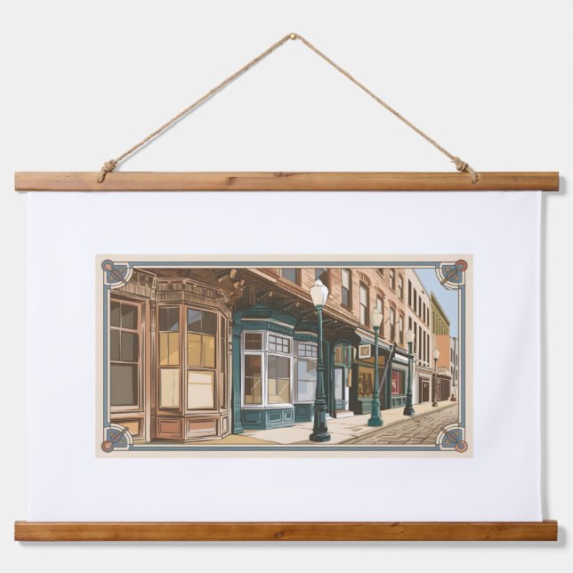 Whispers of Old Town Wood Topped Wall Tapestry (Front)