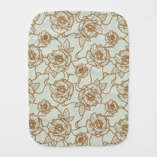 Whispers of Rose, Elegant Line Art Floral Pattern Baby Burp Cloth