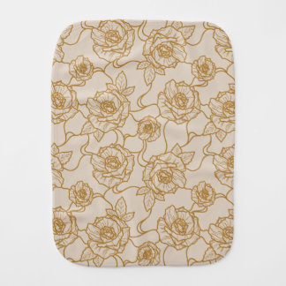 Whispers of Rose, Elegant Line Art Floral Pattern Baby Burp Cloth