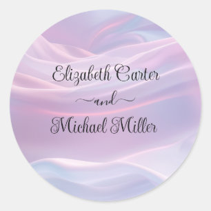 Whispers of Silk: Dreamy Pastel Waves Pink Blue Classic Round Sticker