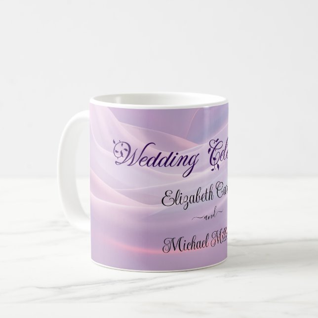 Whispers of Silk: Dreamy Pastel Waves Pink Blue  Coffee Mug (Front Left)
