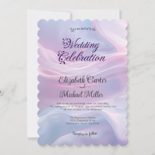 Whispers of Silk: Dreamy Pastel Waves Pink Blue Invitation