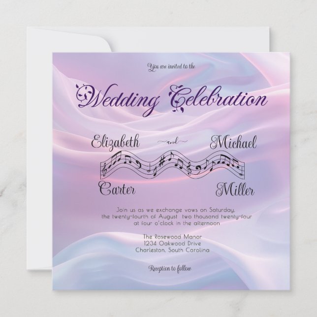 Whispers of Silk: Dreamy Pastel Waves Pink Blue  Invitation (Front)
