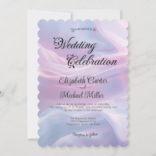 Whispers of Silk: Dreamy Pastel Waves Pink Blue Invitation