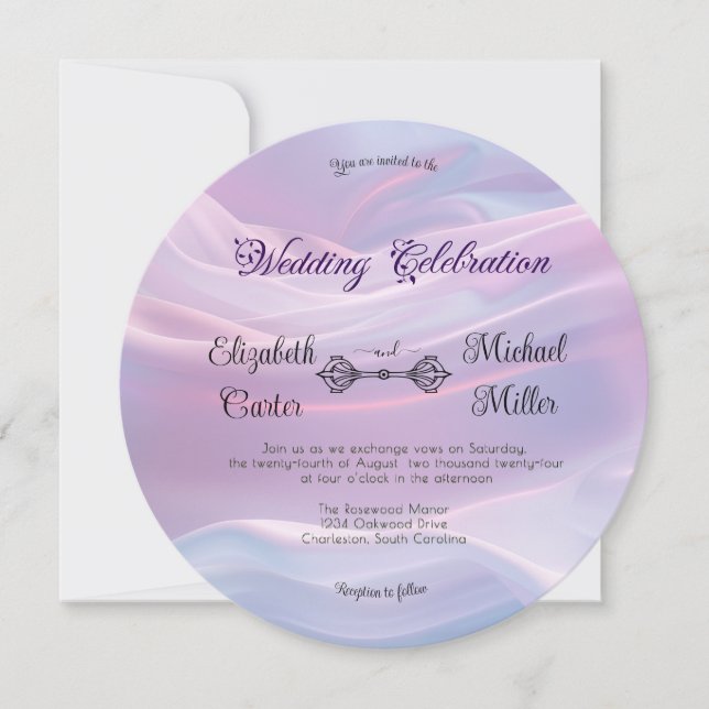 Whispers of Silk: Dreamy Pastel Waves Pink Blue  Invitation (Front)