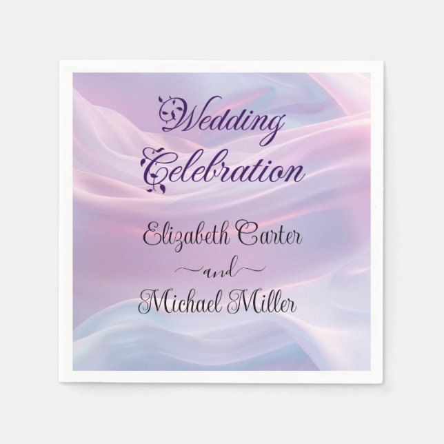 Whispers of Silk: Dreamy Pastel Waves Pink Blue  Napkins (Front)