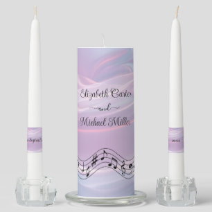 Whispers of Silk: Dreamy Pastel Waves Pink Blue Unity Candle Set