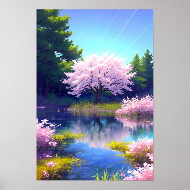 Whispers of Spring, Embracing the Sakura Tree Poster (Front)