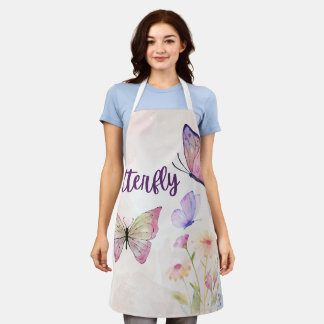 Whispers of Spring: Roses and Butterflies in Harmo Apron