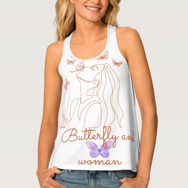 Whispers of Spring: Roses and Butterflies in Harmo Tank Top (Front)