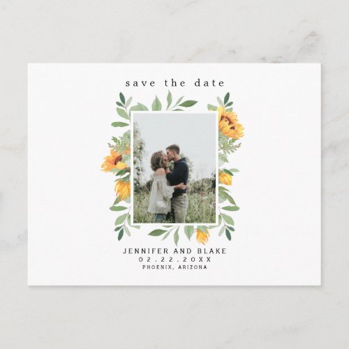 Whispers of Spring Sunflower Photo Save Date Announcement Postcard