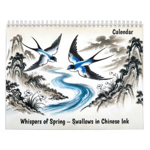 Whispers of Spring – Swallows in Chinese Ink Calendar