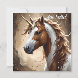 Whispers Of The Brown And White Fantasy Unicorn, Invitation