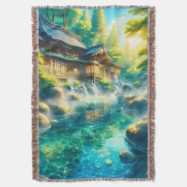 Whispers of the Cedar Stream Throw Blanket (Front Vertical)