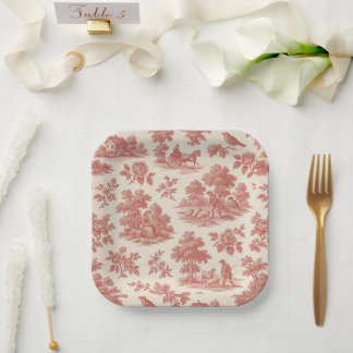 Whispers of the Countryside – Red Toile Paper Plat Plates