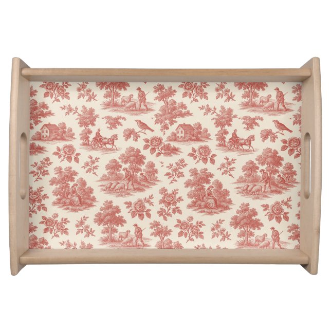 Whispers of the Countryside – Red Toile Serving Tr Serving Tray (Front)