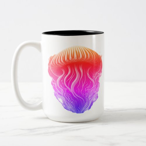 Whispers of the Deep Serene Jellyfish on Pale Pap Two_Tone Coffee Mug