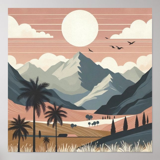 Whispers of the Earth: A Boho Minimalist Mountain  Poster (Front)