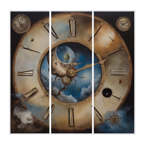 Whispers of the Forgotten Clock Triptych