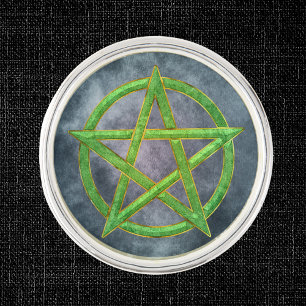 Whispers of the Green Star: Jade Pentagram Lapel Pin