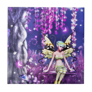 Whispers of the Moonlit Fairy Ceramic Tile